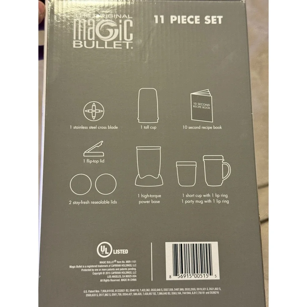NEW The Original Magic Bullet 11 Piece Set Blender & Mixer, Silver Chop Mince